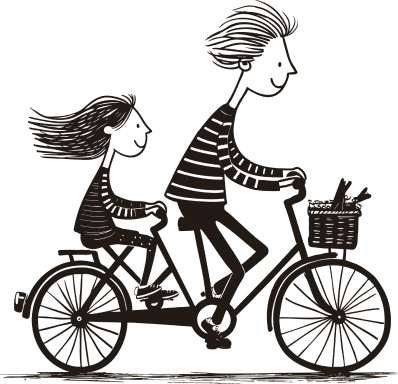 En förälder som skjutsar sitt barn på en cykel